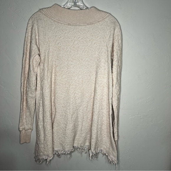 Free People Broken Glass Textured Off-Shoulder Cream Tunic Sweater - Picture 12 of 12